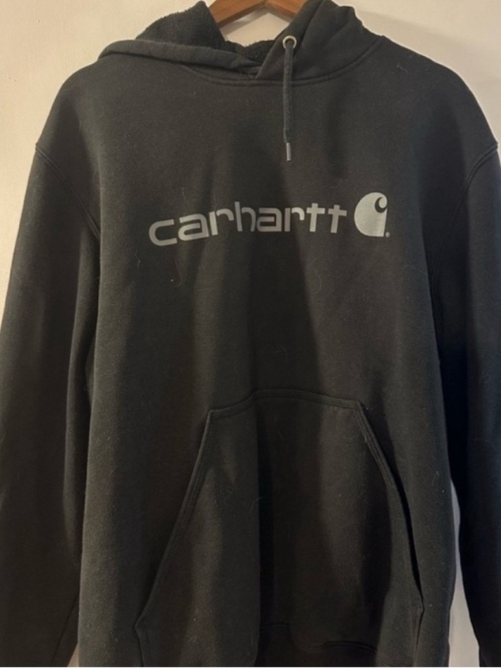 Carhartt Men's Black Crewneck Hoodie with Gray Logo